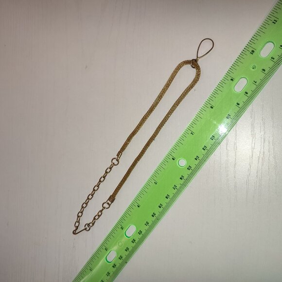 Golden Necklace with White Teardrop Pendant Vintage Jewelry Base of the Neck - Picture 2 of 8